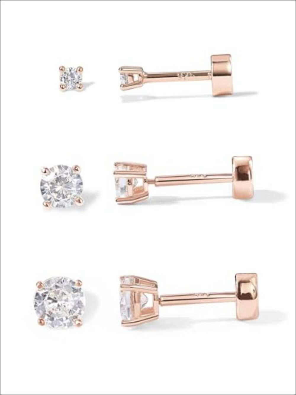 14K Gold Plated Flat Back Stud Earrings Hypoallergenic Cartilage CZ Set